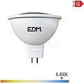 Lâmpada DICROICA MR16 12V SMD 5W 450 LÚMENS 12 LEDs 6.400K LUZ FRIA ABERTURA 120º EDM (venda múltipla de 10 unidades) 35246