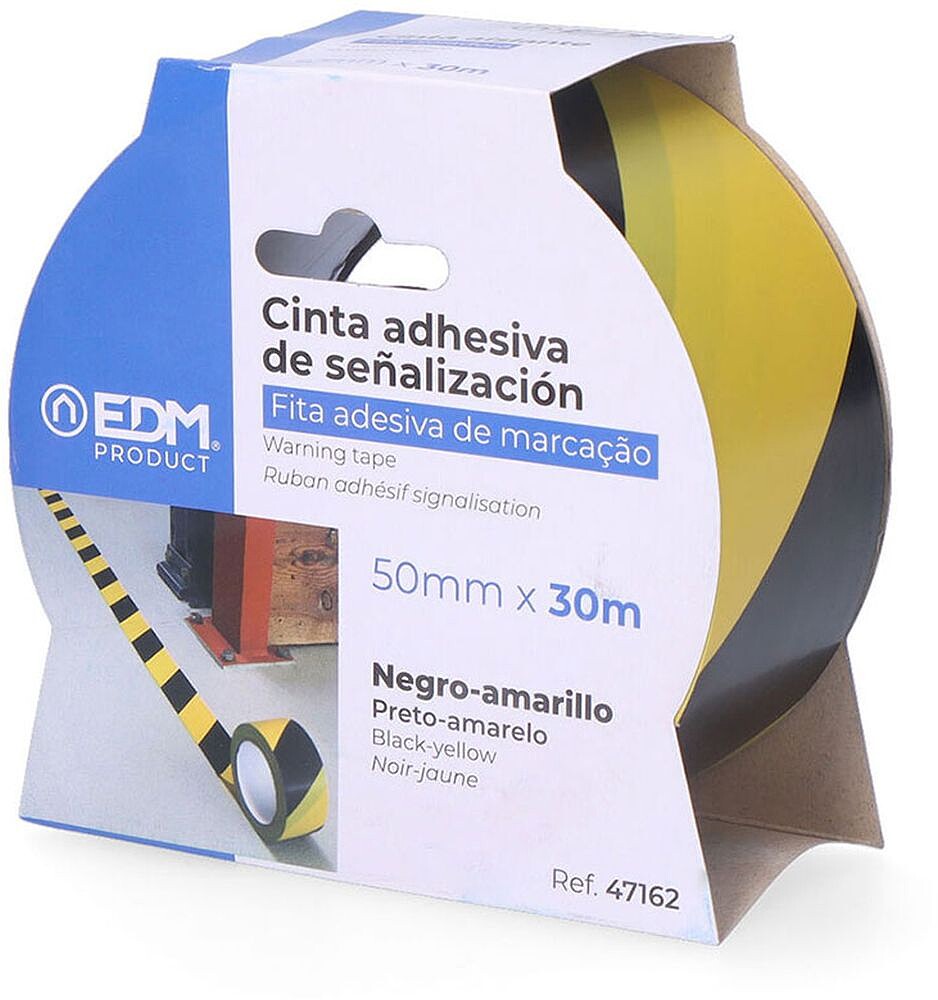 Fita Adesiva de Sinalização Amarela/Preta 30m x 50mm Edm 47162