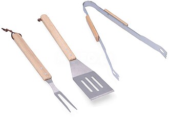 G-74128 : 74128 CONJUNTO DE 3 UTENSILIOS PARA BARBACOA ROBLE...