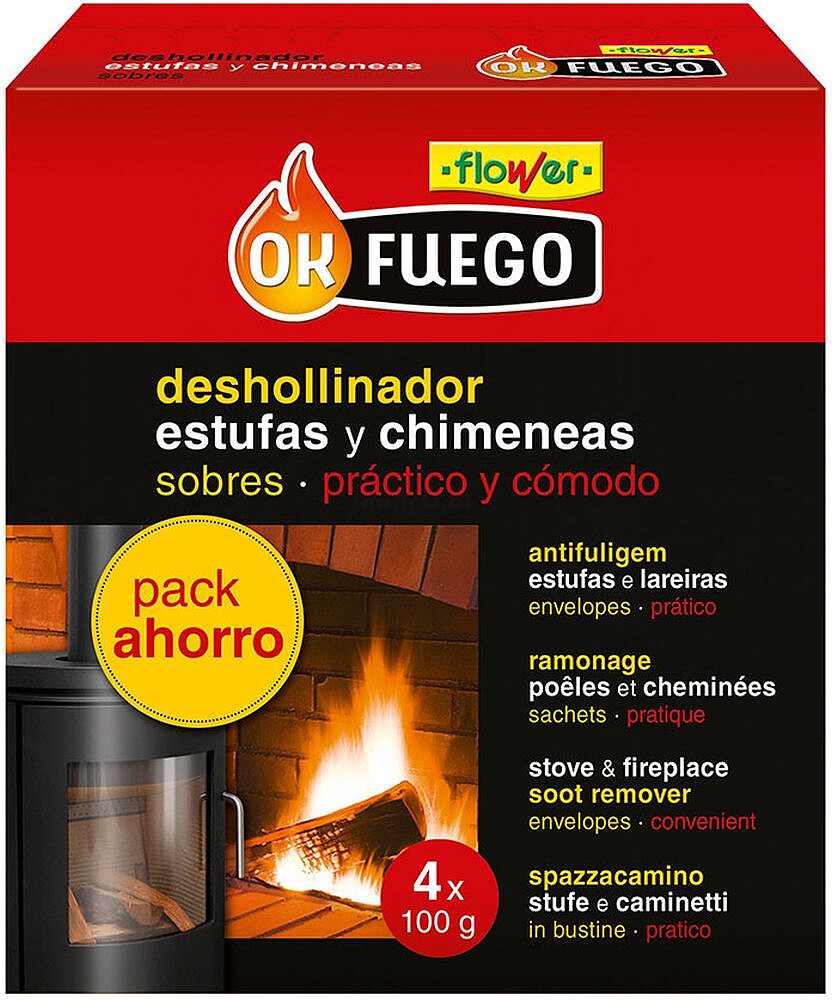 Okfuego Desentupidor em Saquetes para Estufas e Chaminés 4 unidades x 100 g G-74447