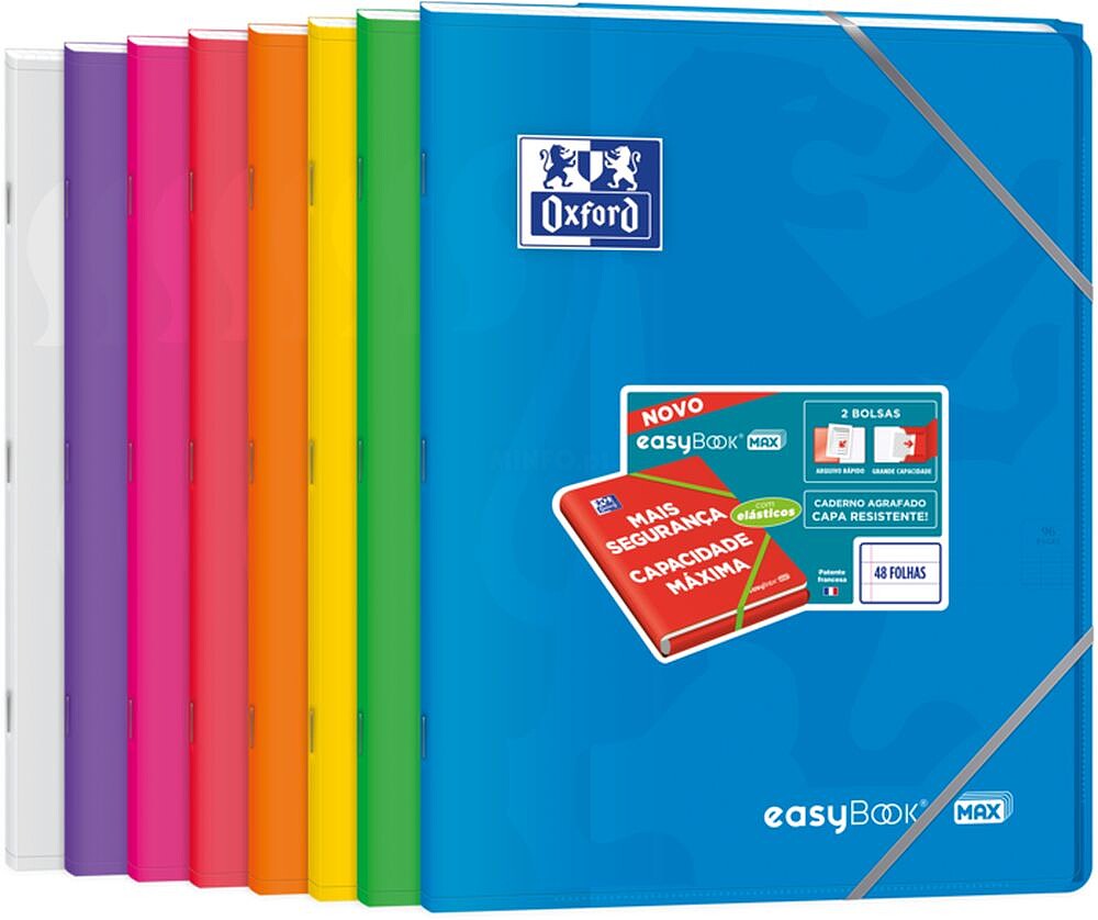 Oxford Easybook Max A4 Bloco de Notas Grampeado - Tampa de Plástico Resistente - 1 Linha com 2 Margens - 48 Folhas de Papel de Alta Qualidade