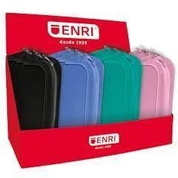 Expositor de 20 Estuches de Silicone - Fecho de correr - Alça de transporte - Cores Preto, Azul-esverdeado, Azul e Rosa 400185161
