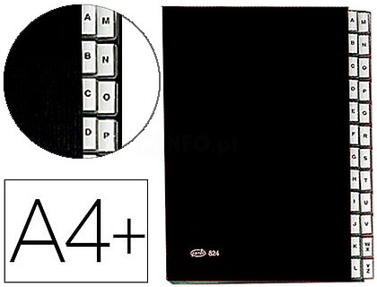 82401 : PASTA CLASSIFICADORA COM FOLE PARDO CARTAO COMPACTO FOLIO 24 DEPARTAMENTOS VISOR DUPLO PERSONALIZAVEIS COR PRETO