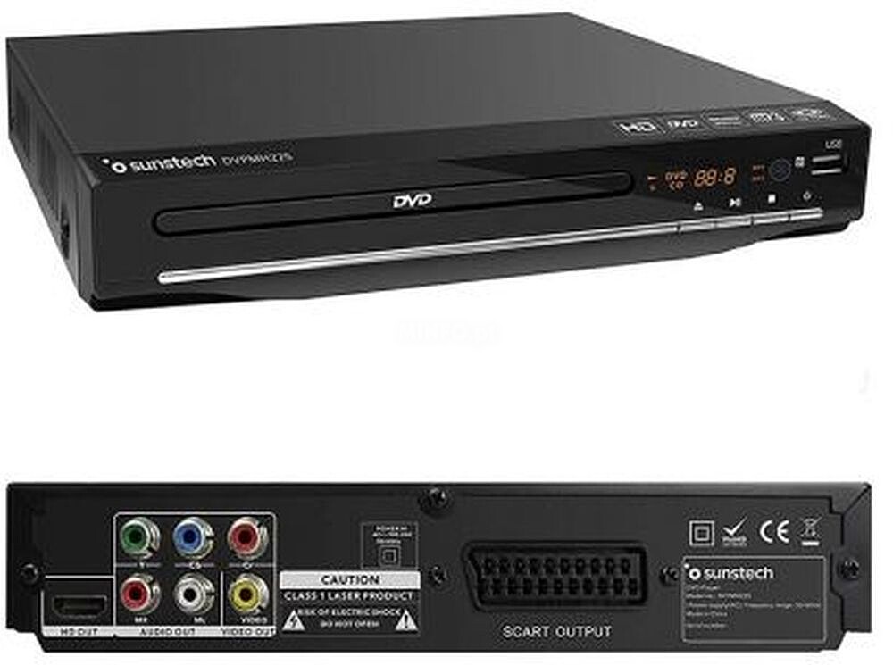 Reprodutor de DVD Sunstech DVD+R RW CD R RW Pal Ntsc com Controle Remoto Preto DVPMH225BK