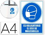 AZ : Señal “Obligatorio EL Uso de Mascarilla” 210 X 297MM PVC Azul Archivo 2000 6173-11 AZ
