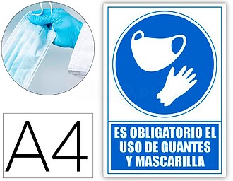 6173-12 AZ : SEÑAL “OBLIGATORIO EL USO GUANTES Y MASCARIL...