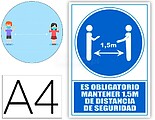 AZ : Señal “Obligatorio Mantener 1,5M de Distancia de Seguridad” 210 X 297MM PVC Azul Archivo 2000 6173-15 AZ