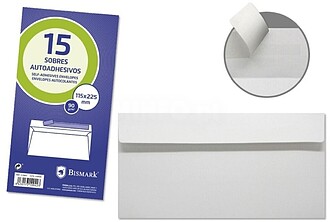 Bismark Pack de 15 Envelopes Americanos Papel 90grs - Medida...