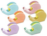 Bismark Pack de Portarrolos com 2 Fitas Adesivas 19mmx33m - Corpo de Plástico - Ideal para Uso Escolar - Cores Pastel Aleatórias BI330444