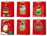 Bismark Saco de Papel Natal Vermelho - Impressão Foil e Confetti - 6 Desenhos Diferentes BI332865