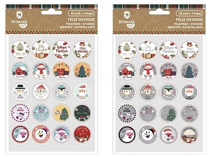 Bismark Pack de 60 Autocolantes de Natal - Ideais para Decorar Presentes Bi333592