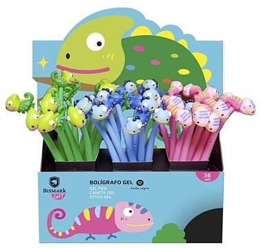 Bismark Animals Camaleão Caneta Tátil Soft com Camaleões Divertidos - Ponta Fina - Tinta Gel Cor Preta - 3 Desenhos Diferentes BI333773