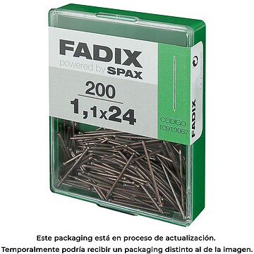 G-18068 : 18068 CAIXA M 200 unid. PREGO MOLDURA Aço 1,1x24mm FADIX