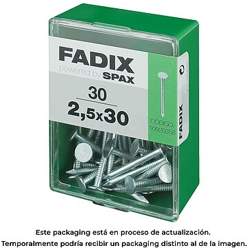 G-18054 : 18054 CAIXA M 30 unid. PREGO CP LARGO Aço 2,5x30mm FADIX
