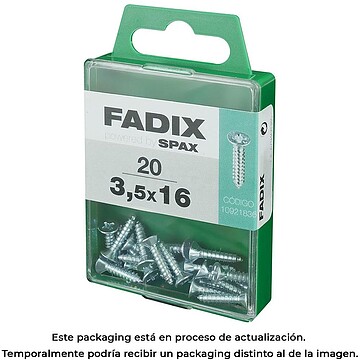 G-18099 : 18099 CAIXA M 20 unid. PARAFUSO ROSCA CHAPA CP CINC 3,5x16mm FADIX