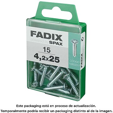 G-18104 : 18104 CAIXA M 15 unid. PARAFUSO ROSCA CHAPA CP CINC 4,2x25mm FADIX
