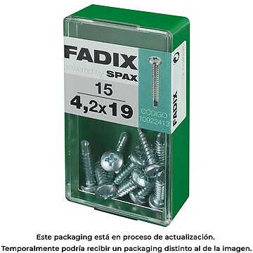 G-18120 : 18120 CAIXA S 15 unid. PARAFUSO ROSCA CHAPA AUTOPERFURANTE. 4,2x19mm FADIX