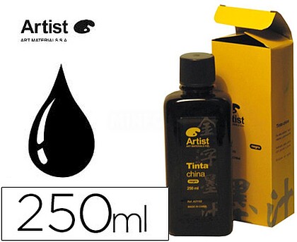 A21102 : TINTA CHINA ARTIST PRETA FRASCO 200 ML