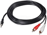 Cabo de Áudio Nanocable Jack Estéreo 3,5mm Macho para 2x RCA Macho 5m - Cor Preta