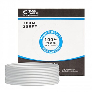 10.20.0302-FLEX Bobina de Cabo RJ45 UTP Nanocable 10.20.0302-FLEX Cat.5e/ 100m/ Cinza