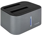 Estação de Encaixe Tooq USB 3.0/3.1 Gen 1 - HDD/SSD 2.5”, 3.5” SATA - Botão de Clonagem - Cor Cinzento/Preto