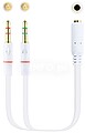 Adaptador de Cabo Nanocable, Conector de Áudio Jack Fêmea de 3,5mm a 4 pinos para 2x Jack Macho de 3,5mm de 3 pinos, 0,20m - Cor Branca