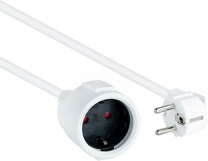 10.22.0603-W : Cabo Ampliador de Corrente NanoCable 10.22.0603-W/ Schuko Fêmea - Schuko Macho/ 3m/ Branco
