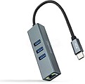 Adaptador de Cabo Nano USB-C para Ethernet Gigabit 10/100/1000 Mbps + 3 Portas USB 3.0