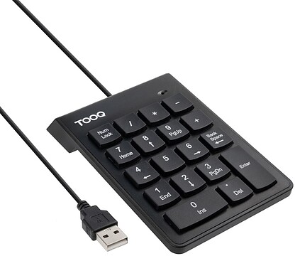 Tooq TQK-2001-B Teclado Numerico - Cable USB-A de 1.3m - Color Negro TQK-2001-B