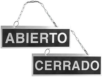 CSP58786 : Rotulo metalico serigrafiado abierto y cerrado co...