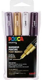 Posca PC1M Pack de 4 Marcadores de Pintura - Ponta Cónica d...