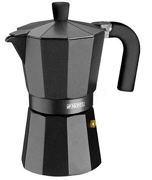 M640012 : CAFETEIRA MONIX VITRO PRETA COM CAPACIDADE PARA 12 XÍCARAS, DE ALUMÍNIO COM REVESTIMENTO ANTIADERENTE E ALÇA ERGONÓMICA. Preto MATE M640012