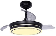 Ventilador de Teto LED 3CCT Pás Retráteis Moss Mini 46 W 5520 lm Preto, Pás Ø92 cm, Plafonier Ø39 cm, Altura 32 - 42 cm G-33043