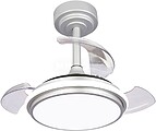 Ventilador de Teto LED 3CCT Pás Retráteis Antila Mini XS 35 W 3000 lm Prata, Pás Ø55 cm, Plafonier Ø32 cm, Altura 38 - 48 cm G-33047