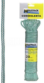 Corda Trançada Polipropileno Branca/ Verde (Madeixa 20 m.)