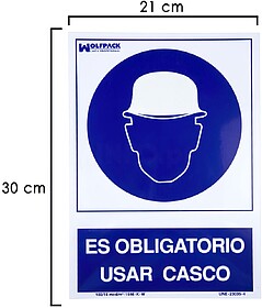 PLACA Obrigatório Usar Capacete 30x21 cm