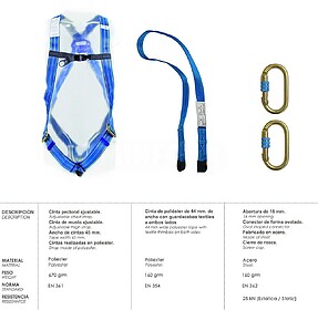 Arnês quedas EN361 de Kit segurança n. º 1 (4 peças)