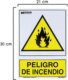 PLACA Perigo De Incêndio 30x21 cm