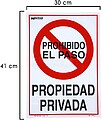 Cartaz de propriedade privada 41 x 30