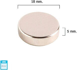 Ímã de neodímio Wolfpack redondo 18x5mm (Blister 1 peça)