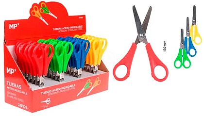 64461 TESOURA ESCOLAR, LÂMINAS INOX COM RÉGUA, 13 cm, CORES SORTIDAS