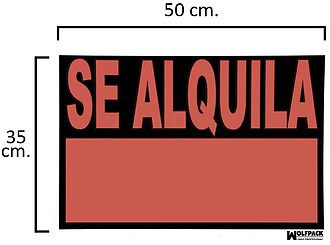PLACA Se Alquila 50x35 cm. Oryx