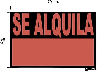 PLACA Se Alquila 70x50 cm. Oryx