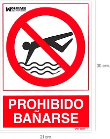 PLACA Proibido Tomar Banho 30x21 cm