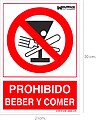 PLACA Proibido Beber e Comer 30x21cm