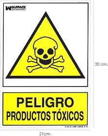 PLACA Perigo Produtos Tóxicos 30x21cm