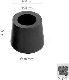 Taco Goma Andador Preto Ø 22mm COM Anilha Interior Bolsa 50...
