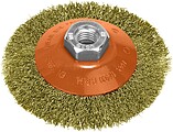 ESCOVA Oblicuo COM Arame De Aço Latonado Rosca M14, Ø 100 mm. Arame de Ø 0,30 mm