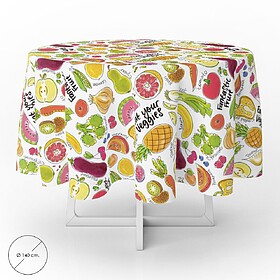 Toalha de Mesa Redonda Frutas Fantasia Impermeável Antinód...