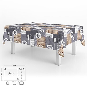 Toalha de Mesa Oleado Retangular Cuisin Impermeável Antinódoas PVC 140 x 250 cm. Recortável Uso Interior e Exterior
